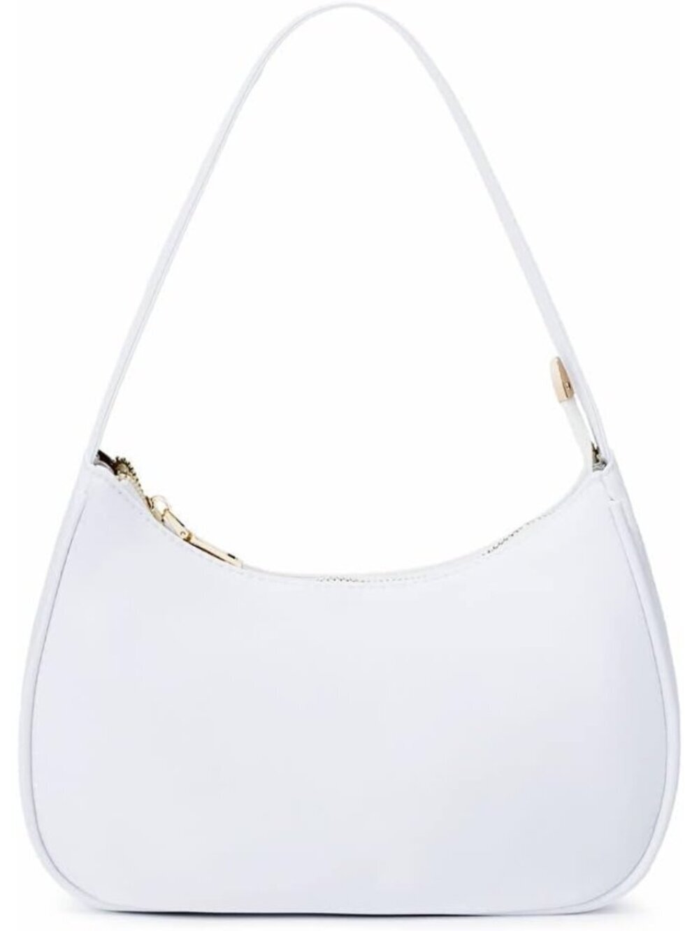 Women Nylon White 1 Shoulder Tote Bag Cute Hobo Mini Clutch Zipper Bag